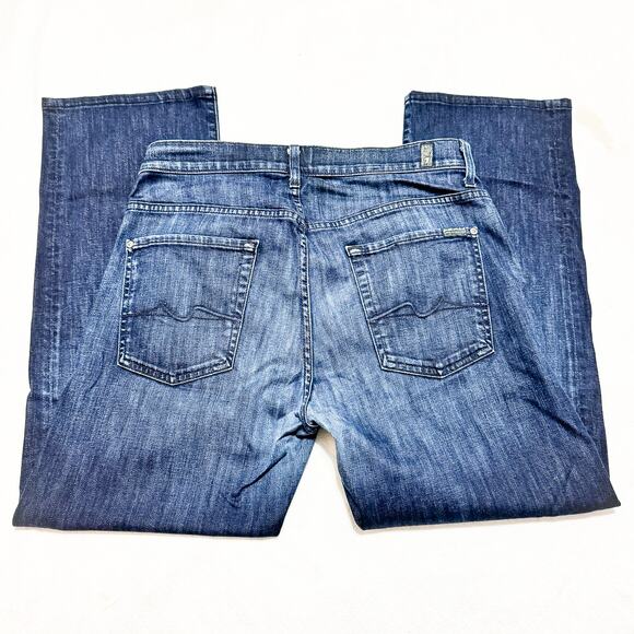 7 For All Mankind Men's Austyn Dark Wash Denim Jeans Zip Fly Size 34 - Picture 5 of 8